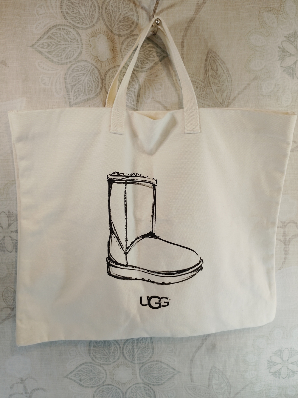UGG Cream Canvas Tote with Boot Sketch